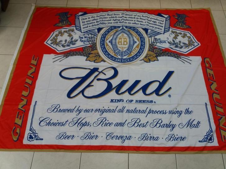 vlag : Bud king of Beers Genuine, Verzamelen, Biermerken, Nieuw, Ophalen