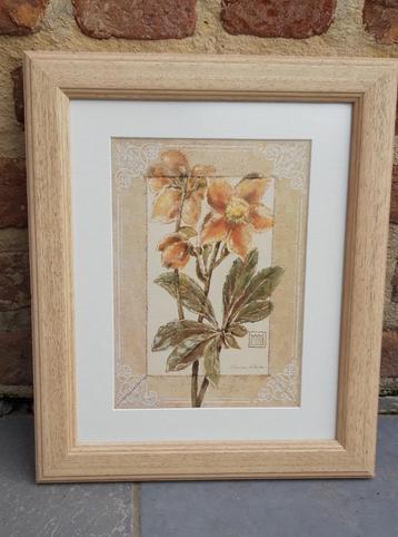 landelijke houten kader met print van bloem beschikbaar voor biedingen