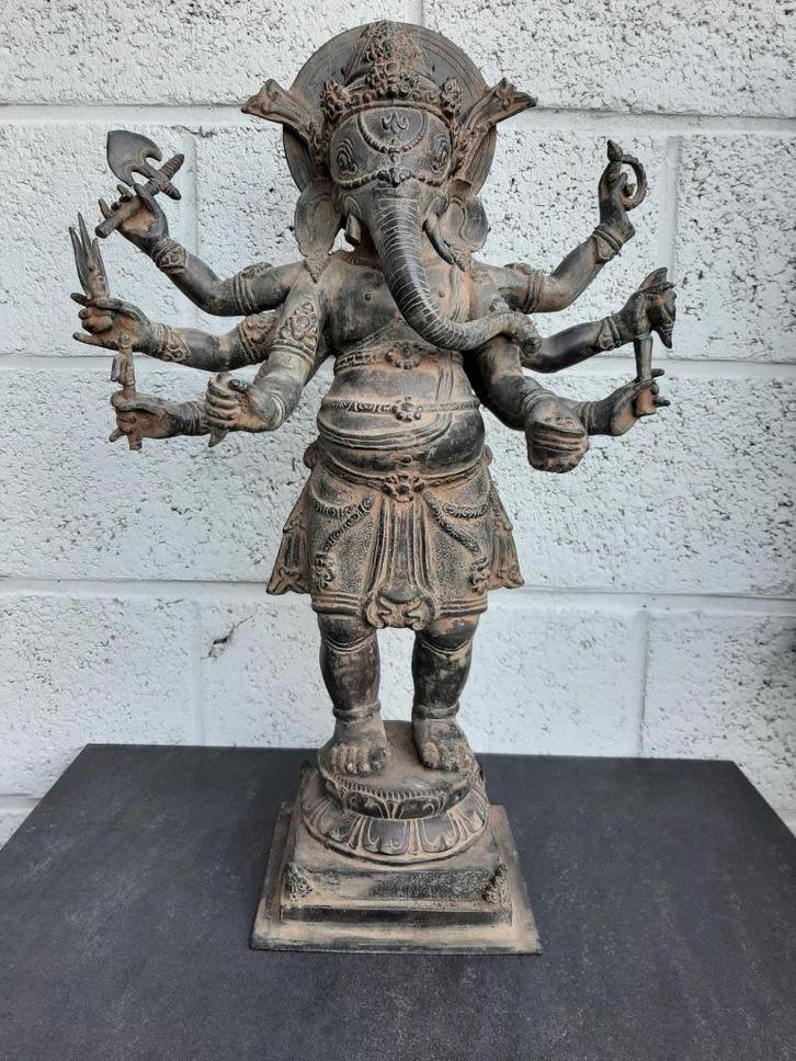 58 cm bronzen beeld van Ganesh/Ganapati met 8 wapen/India, Antiek en Kunst, Kunst | Niet-Westerse kunst, Ophalen of Verzenden