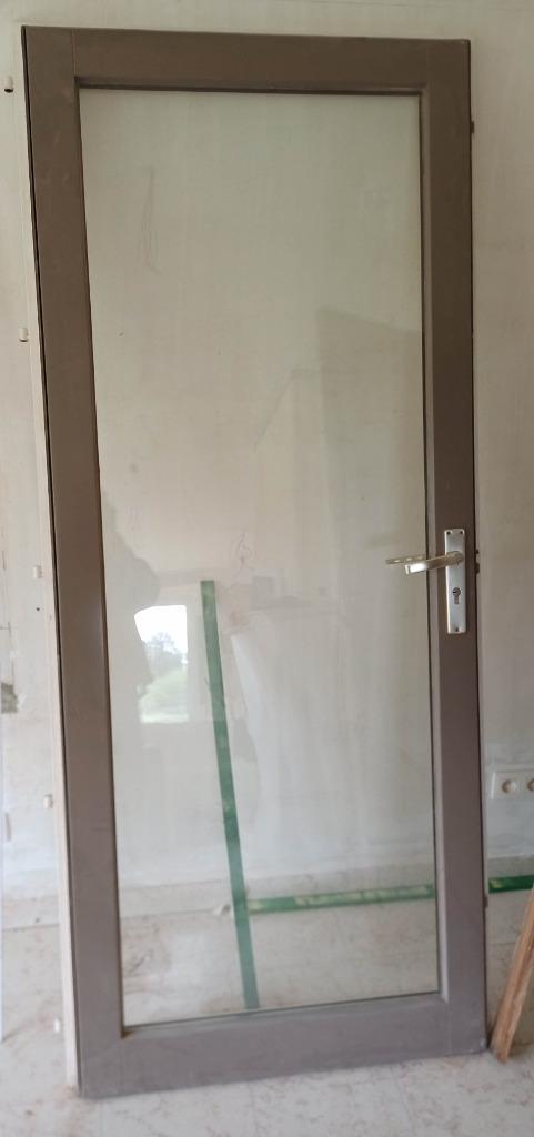 Chassis en méranti 90 x 209 double vitrage, Doe-het-zelf en Bouw, Glas en Ramen, Gebruikt, Gevelraam of Ruit, 160 cm of meer, 80 tot 120 cm