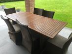 Table jardin 200x90 cm avec 6 chaises en rotin, Gebruikt, Rotan, Ophalen