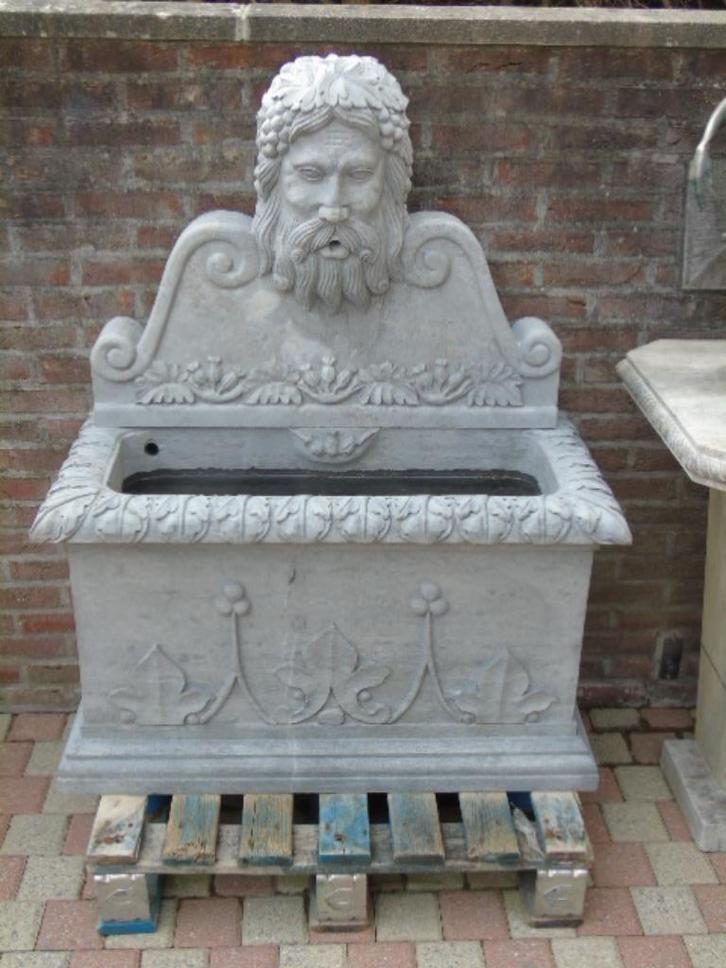 blauwe stenen muurfontein, Bacchusgezicht!, Tuin en Terras, Waterpartijen en Fonteinen, Nieuw, Fontein, Hardsteen, Ophalen