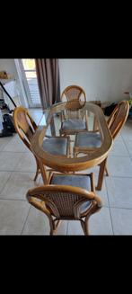 meubels en tafel van rotan, Huis en Inrichting, Ophalen, Gebruikt, Rotin, 4 tot 6 stoelen