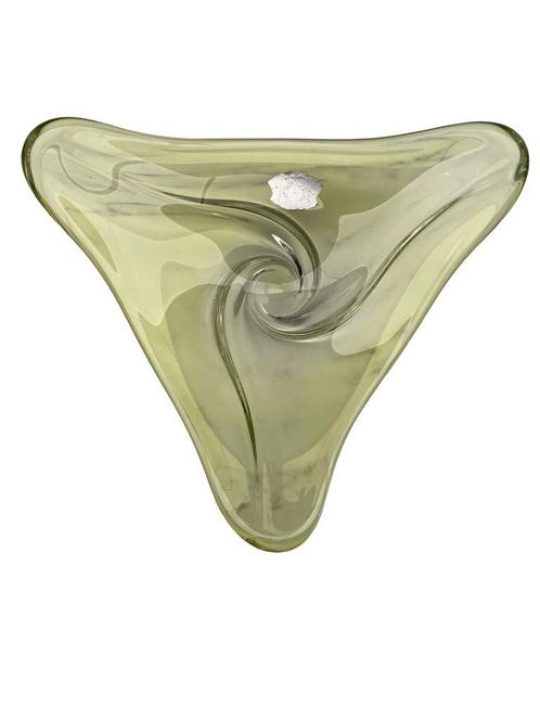 Groene kristallen beker — Val Saint Lambert XXth, Antiek en Kunst, Antiek | Glaswerk en Kristal, Ophalen of Verzenden