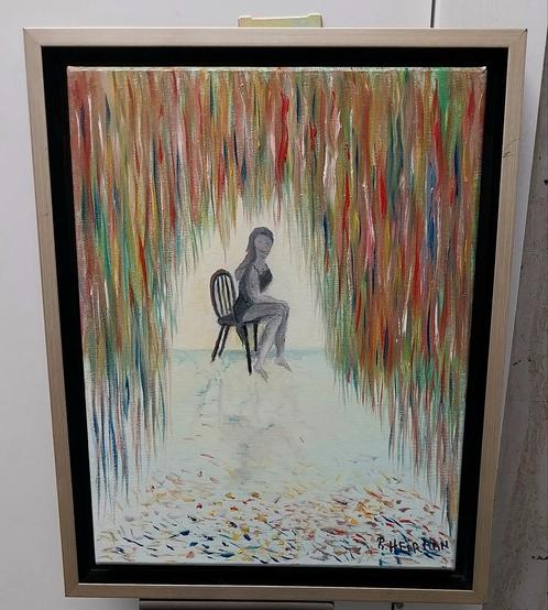 Sitting in the Colored  rain. Roland Heirman, Antiek en Kunst, Kunst | Schilderijen | Abstract, Ophalen of Verzenden