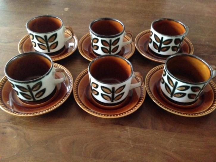 Boch Rambouillet 6 kop en schotels vintage, Huis en Inrichting, Keuken | Servies, Gebruikt, Kop(pen) en/of Schotel(s), Overige stijlen