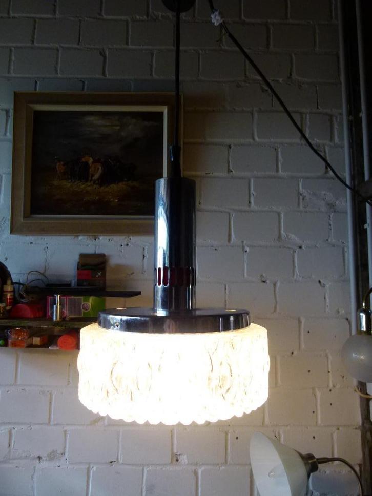 vintage space age hanglamp Lita France, Huis en Inrichting, Lampen | Hanglampen, Zo goed als nieuw, 50 tot 75 cm, Glas, Metaal