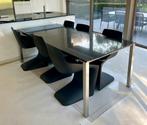Zwarte granieten tafel met 6 stoelen Pulp Design, Ophalen, Zo goed als nieuw