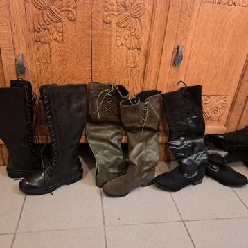 Bottes diverses noires, brunes, vertes, Enlèvement, Comme neuf, Brun