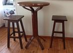 Set table haute + 2 tabourets en bois foncé – mange-debout, Maison & Meubles, Enlèvement, Utilisé