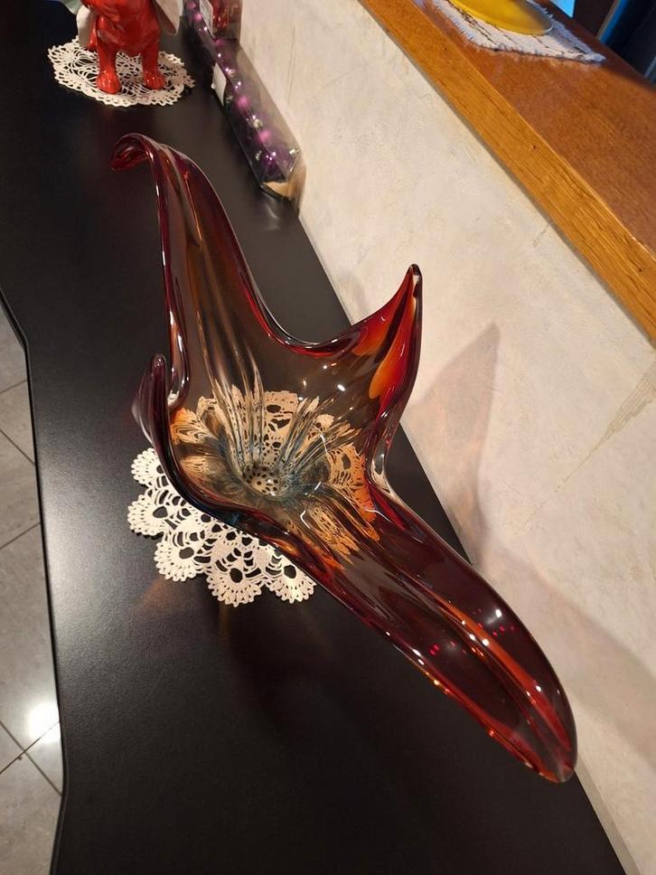 Murano glazen schaal Mid-Century Modern, Huis en Inrichting, Woonaccessoires | Vazen, Rood, Glas, Ophalen of Verzenden