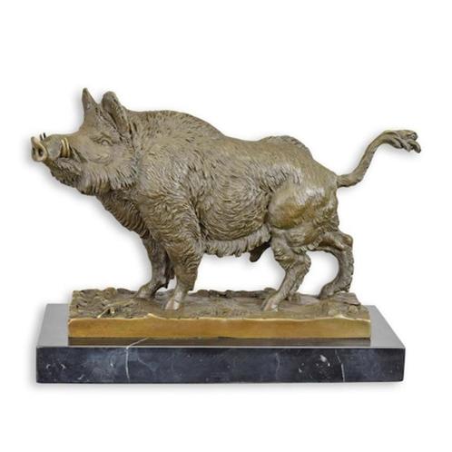 Bronzen beeld van een wild zwijn GRATIS LEVERING, Antiek en Kunst, Antiek | Brons en Koper, Brons, Verzenden