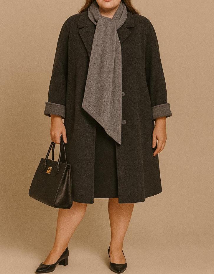 Delmod mantel van wol met kasjmier maat XL, Kleding | Dames, Jassen | Winter, Zo goed als nieuw, Maat 46/48 (XL) of groter, Grijs