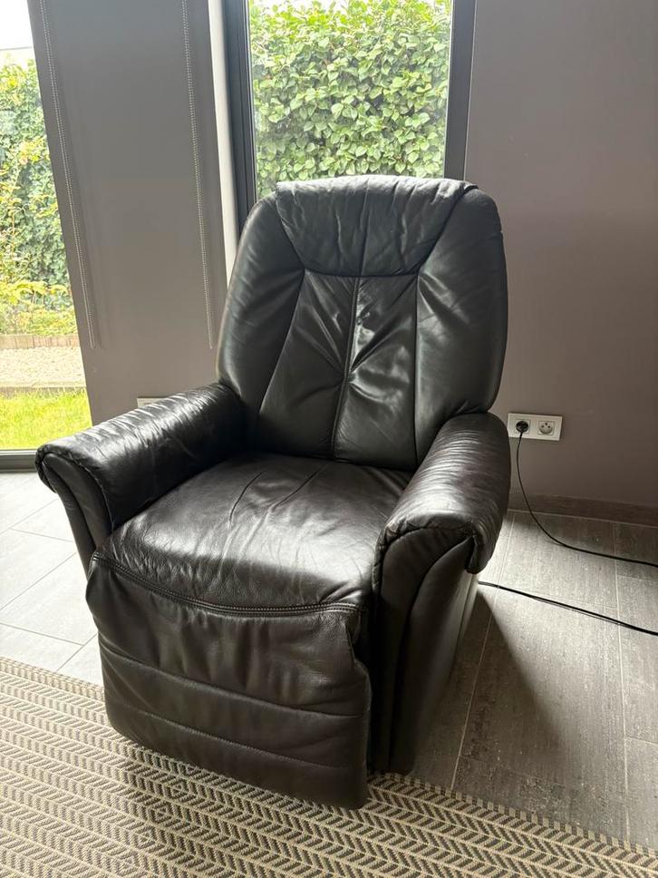 Lederen relax zetel, Huis en Inrichting, Fauteuils, Gebruikt, Ophalen