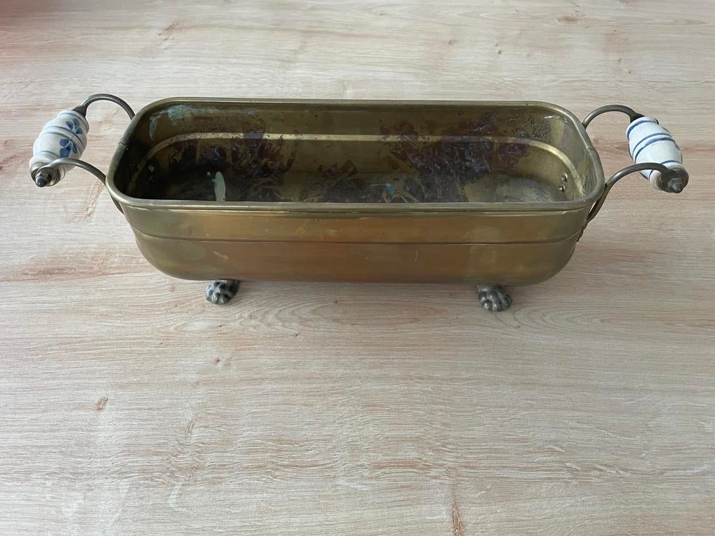 2 bloembakken koper / messing, Antiek en Kunst, Ophalen, Koper