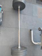 Olympische halterstang met 6x10kg bumperplates, Ophalen, Gebruikt, Benen, Halterset