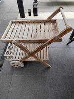 Serveer kar op wielen in teak, Huis en Inrichting, Tafels | Sidetables, Ophalen, Gebruikt, Teakhout