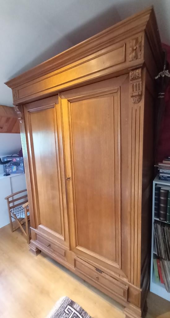 Massief houten kledingkast, Ophalen, Ancien, Gebruikt, 200 cm of meer