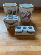 Porceleinen badkamer accessoires met bloemenmotief, Enlèvement, Comme neuf