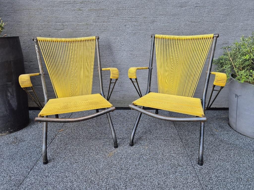 retro tuinstoelen, Tuin en Terras, Ophalen, Gebruikt, Metaal, Inklapbaar