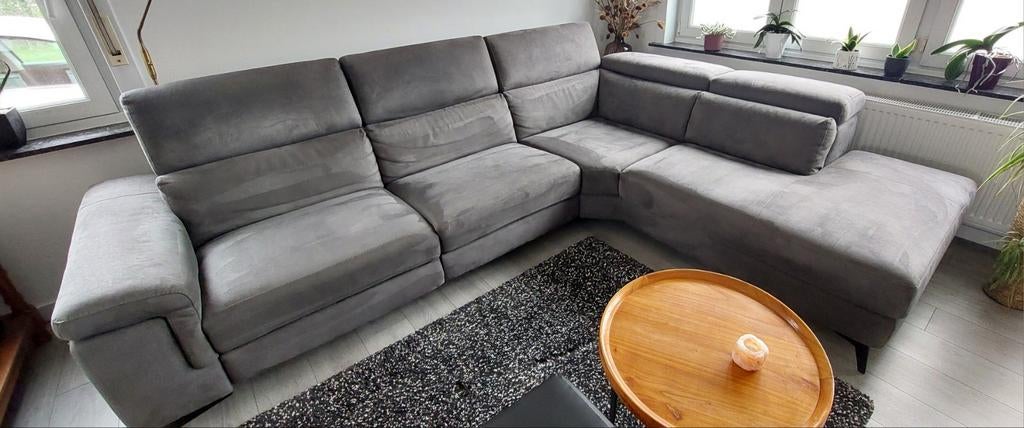 Hoeksalon met 3 pl,1 elect. relax en longchair, Huis en Inrichting, Zetels | Zetels en Chaises Longues, Ophalen, Zo goed als nieuw