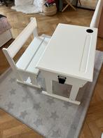 Bureau d’écolier avec son banc, en bois blanc, Enlèvement, Comme neuf