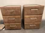 NIEUW - Nachttafel met 3 laden - middenbruin - 2 stuks, Neuf, Enlèvement ou Envoi, 45 à 65 cm, Synthétique