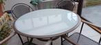 Stevige tuintafel met 4 stoelen, Tuin en Terras, Ophalen, Gebruikt, Rond, Metaal