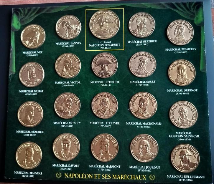 NAPOLEON et ses maréchaux collection 20 médailles jetons !, Timbres & Monnaies, Pièces & Médailles, Autres matériaux, Enlèvement
