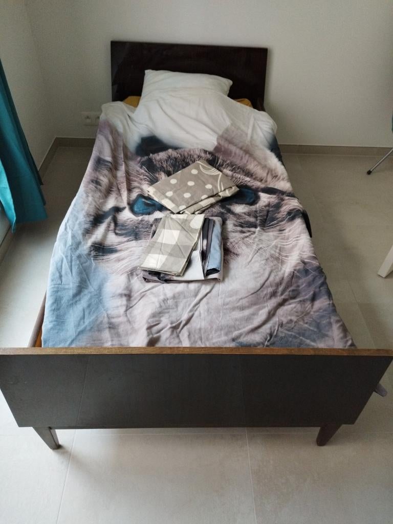 1 lit en bois de cerisier, Maison & Meubles, Chambre à coucher | Lits, Antiek, 90 cm, Une personne, Brun