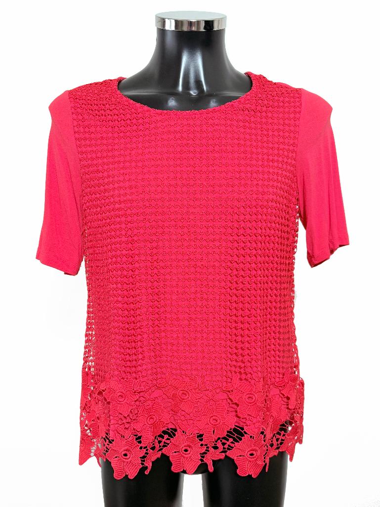 Elegant fuchsia roze topje met kanten voorpand & bloemenzoom, Vêtements | Femmes, Tops, ANDERE, Manches courtes, Enlèvement ou Envoi