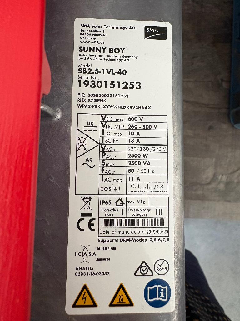 Omvormer Sunnyboy 2.5, Elektronische apparatuur, Overige elektronische apparatuur, Ophalen, Gebruikt