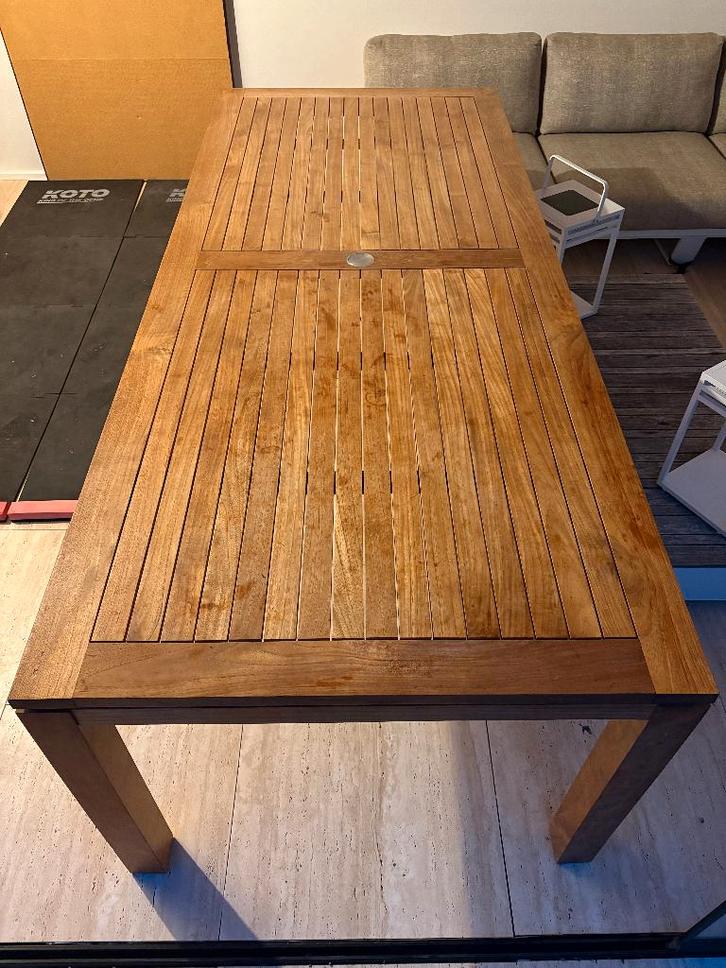 teak houten tuintafel 240 X 100, Tuin en Terras, Tuintafels, Gebruikt, Rechthoekig, Teakhout, Ophalen