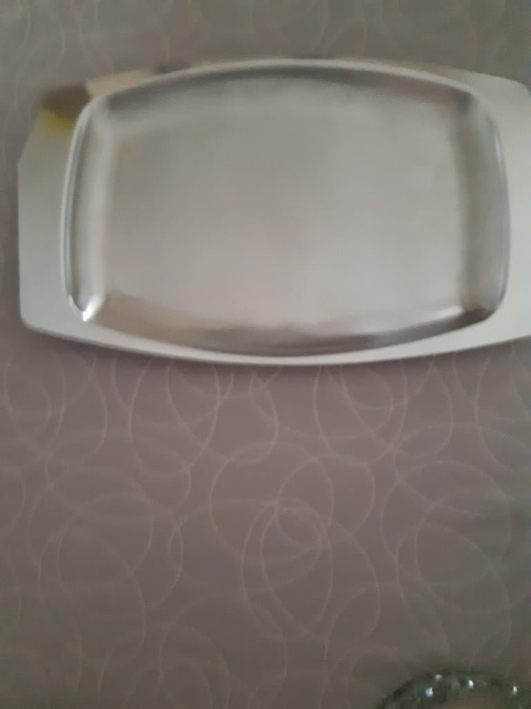 Schaal uit inox br.21cm,L.34cm., Ophalen of Verzenden, Zo goed als nieuw, Rechthoekig, Overige materialen