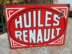 Emaille reclamebord Huiles Renault 1932, Verzamelen, Ophalen of Verzenden, Zo goed als nieuw, Reclamebord