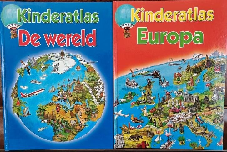 Kinderatlas De Wereld en Kinderatlas Europa, Livres, Livres pour enfants | Jeunesse | 13 ans et plus, Comme neuf, Fiction, Enlèvement ou Envoi