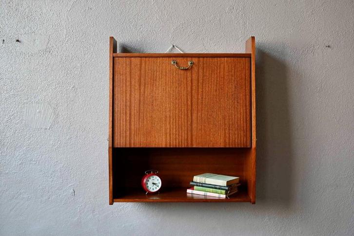 Vintage retro wandsecretaris uit de jaren 60, Huis en Inrichting, Bureaus, Gebruikt, Bureau, Ophalen