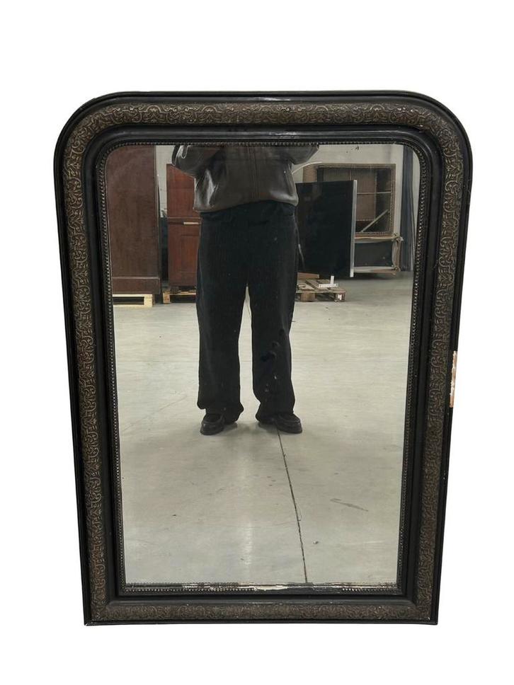 Grand Miroir Ancien – Cadre Noir & Arabesques Dorées, Antiquités & Art, Antiquités | Miroirs, Enlèvement