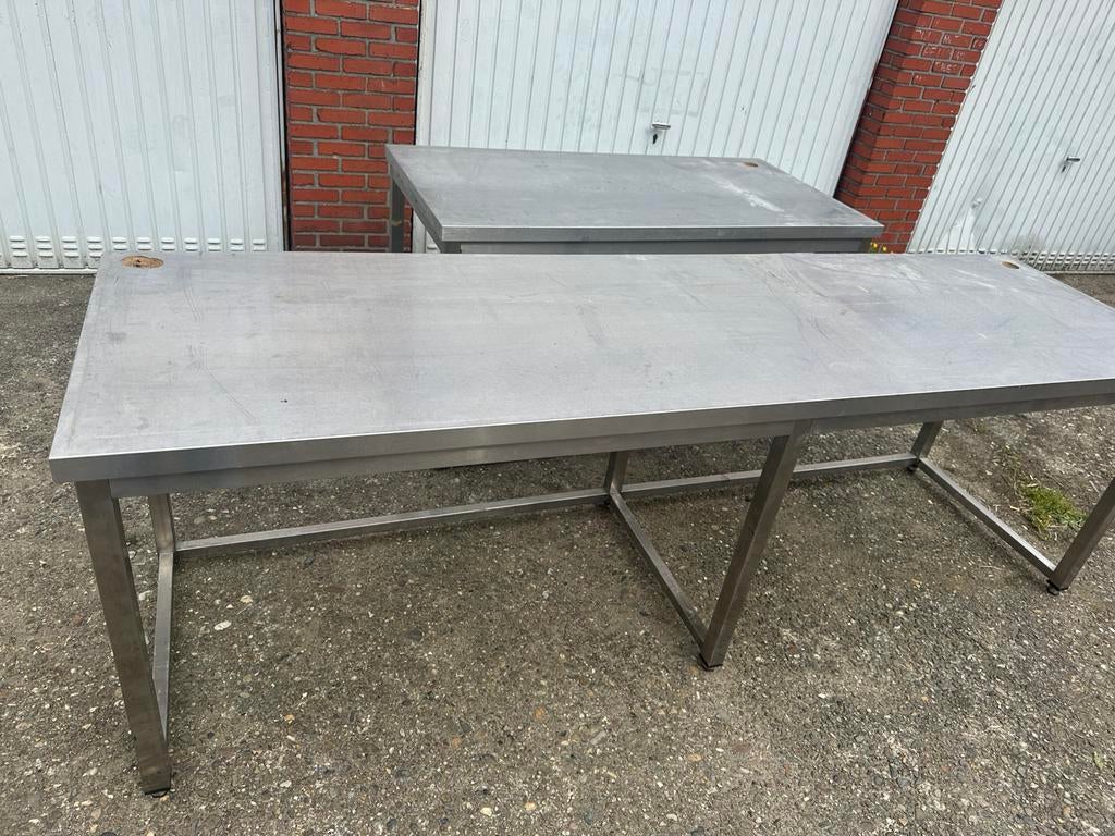 2 inox tafels – klein & groot – samen te koop, Ophalen