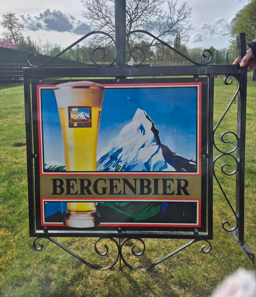 Bergenbier uithangbord cafe Aalst 1985, Verzamelen, Merken en Reclamevoorwerpen, Reclamebord, Ophalen