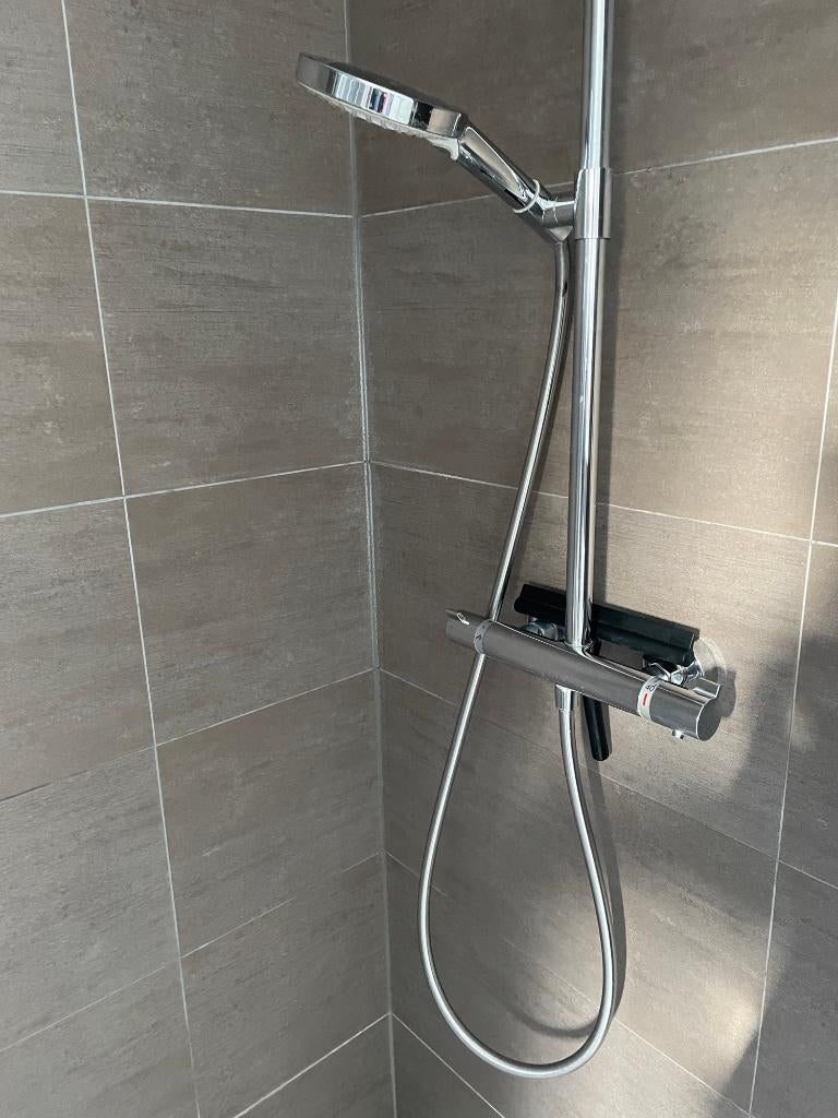 Douchezuil Hansgrohe chroom met regendouche en handdouche, Ophalen, Gebruikt, Chroom, Douche