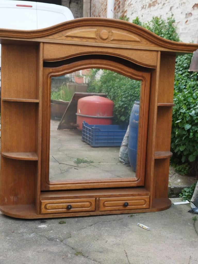 Meuble miroir bois massif, Antiek en Kunst, Antiek | Meubels | Kasten, Ophalen