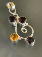 Zilveren hanger van amethist en citrien, Verzenden, Zo goed als nieuw, Zilver, Zilver