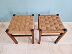 Paire de tabourets Mid-century en bois et corde, Enlèvement ou Envoi