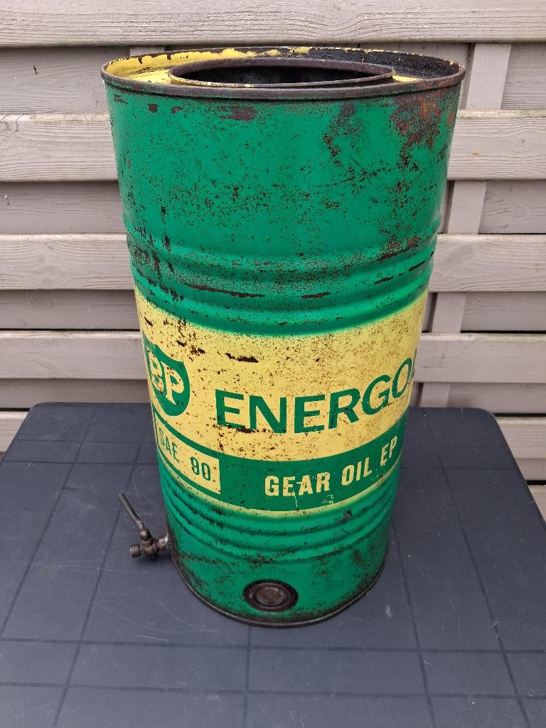 très grande tonne BP Energol avec robinet, Collections, Boîte en métal, Utilisé, Enlèvement ou Envoi