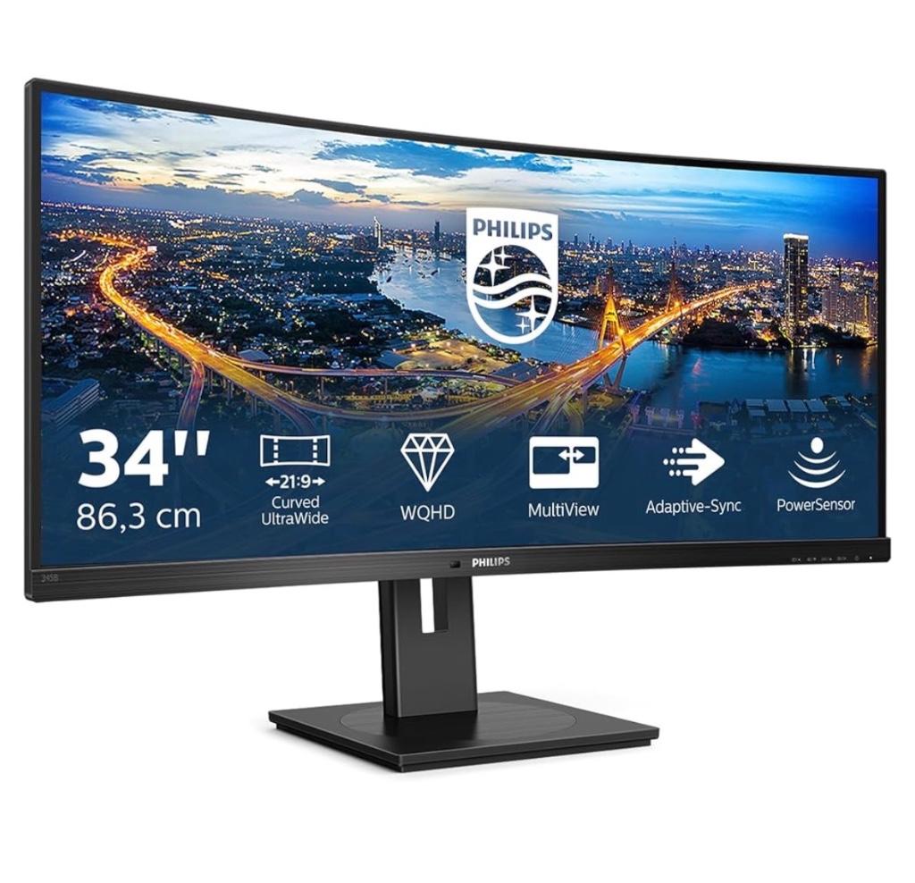 Philips 34” gebogen scherm, Computers en Software, Monitoren, Ophalen, VA, Zo goed als nieuw, HDMI