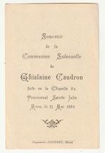 Communion Ghislaine CAUDRON Mons 1924 Monastère Vigne Bruges, Envoi, Image pieuse