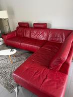 Rood lederen hoeksalon, Ophalen, Gebruikt, Leer