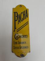 Emaille reclame deurplaatje PACHA van 1938, Ophalen of Verzenden, Gebruikt, Reclamebord