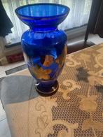 Blauwe glazen vaas, Ophalen, Zo goed als nieuw, Blauw, Glas